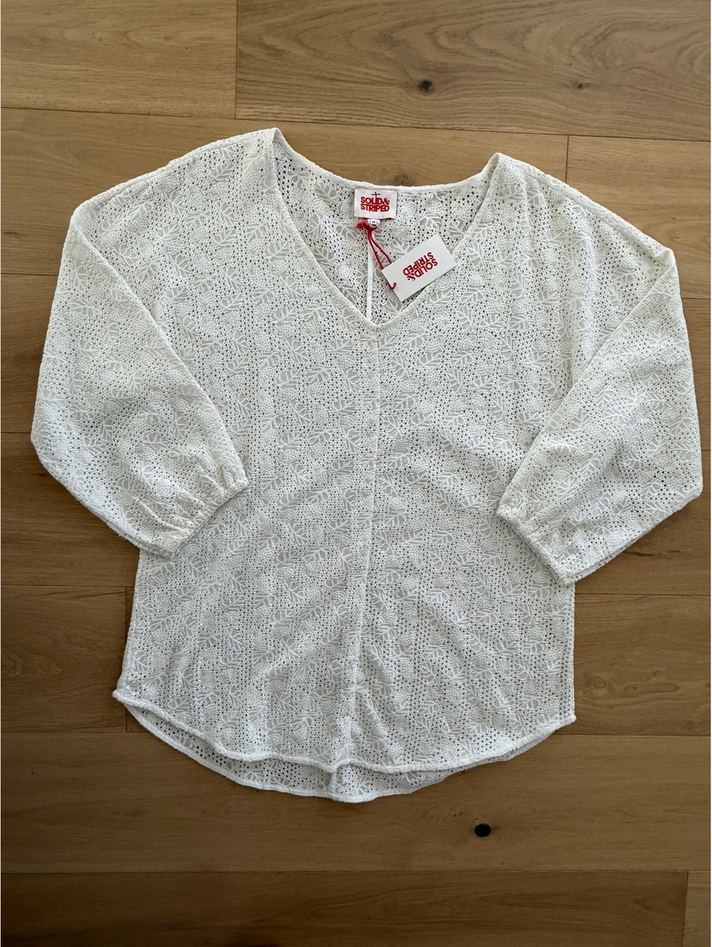 Solid & Striped Devon Tunic White Eyelet Lace Beach Cover Up NWT Size Medium